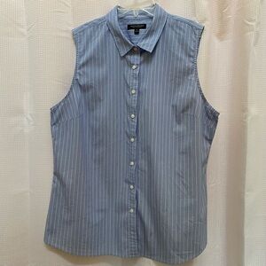 Ladies BANANA REPUBLIC Sleeveless Button Front Striped Blouse Size 18